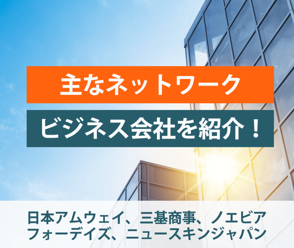 主なネットワークビジネスの会社と扱う製品・サービスの種類を紹介