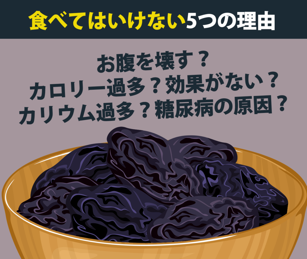 ミキプルーン エキストラクトは食べてはいけない5つの理由　お腹を壊す　カロリー過多　効果がない　カリウム過多　糖尿病の原因